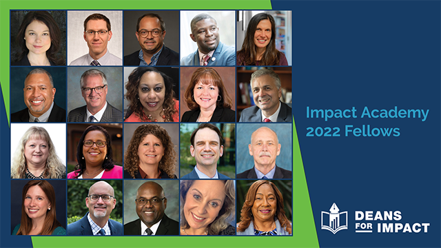 Photo with grid of men and women chosen for non-profit organization Deans for Impact