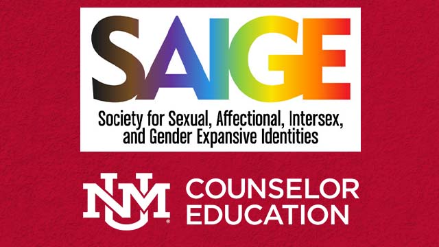 Logos of SAIGE organization and Counselor Education program