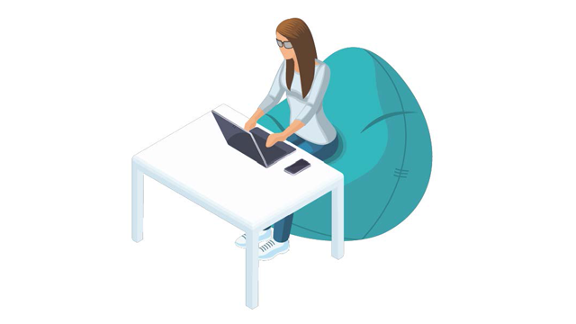 illustration of a person at a computer