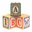 Elementary Education, building blocks with alphabet letters, numbers, and a image of a butterfly